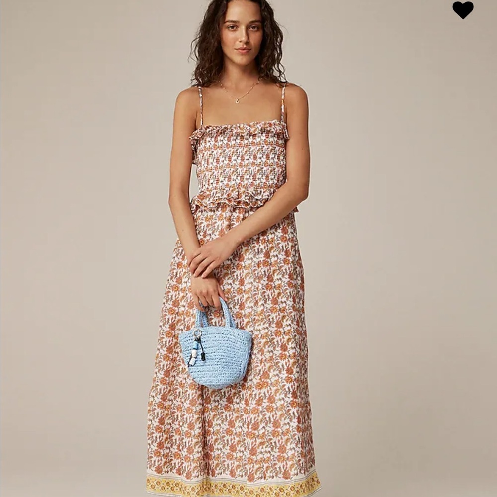 J. Crew Ravenna dress in sunset rose block-print ramie